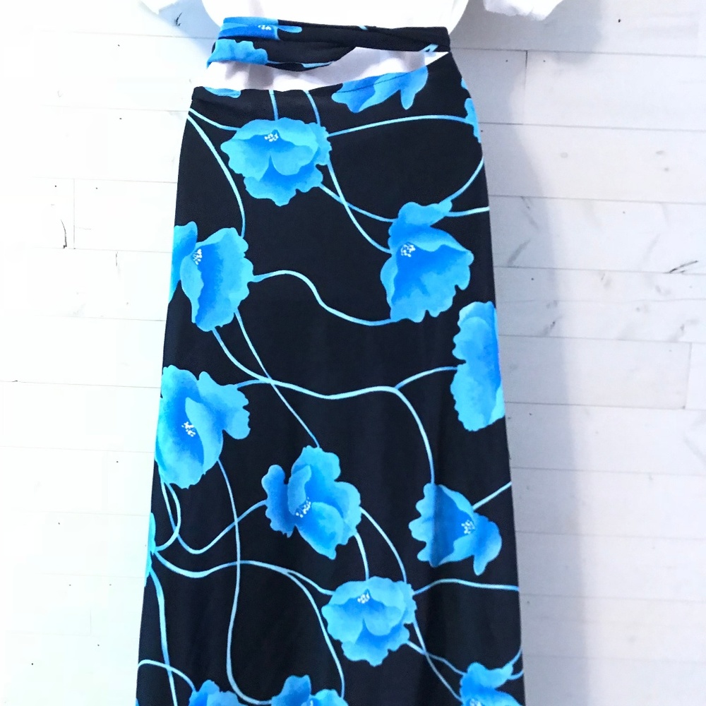 Women's Blue Black Swim Cover-Up, Wrap, Sarong